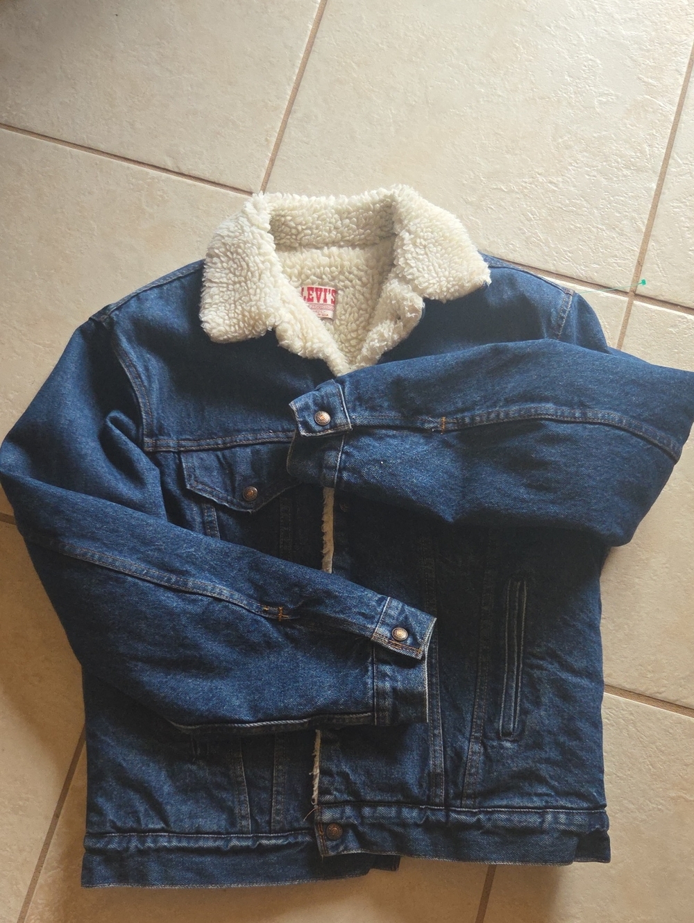 Levi's San Francisco Sherpa Lined Denim Trucker Jacket 42L Made in USA